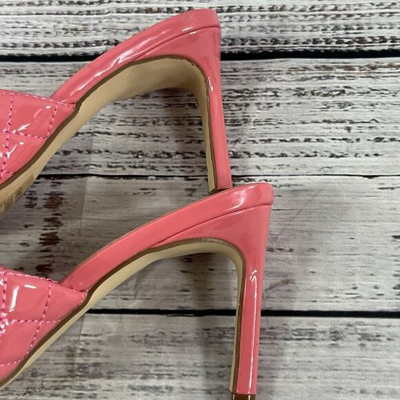 Shoe Land Heels Pumps Mules Shoes size 8.5 Quilted Pink Patent Wedding Church - Picture 12 of 16